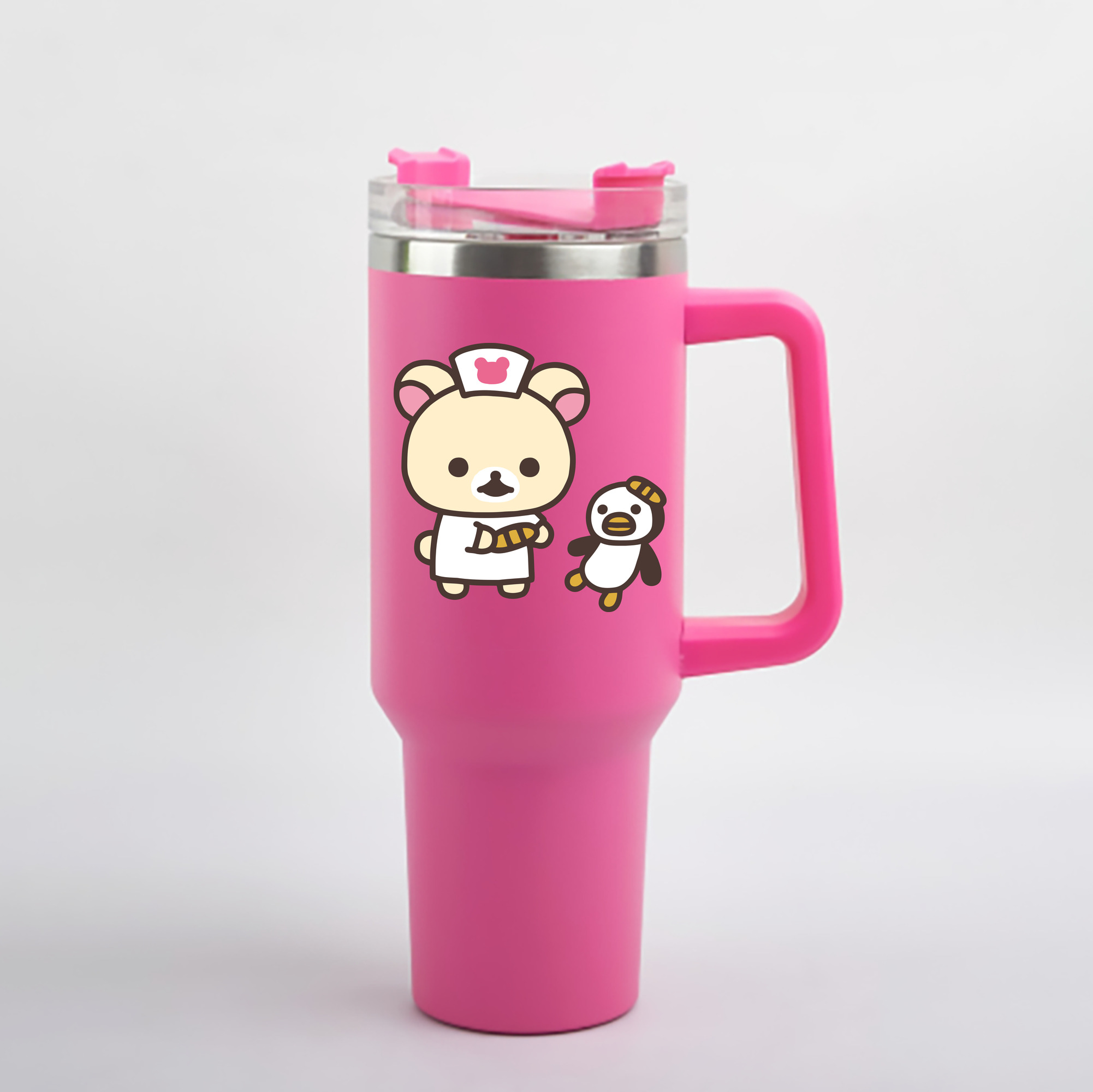 リラックマ リラックマ キイロイトリ Rilakkuma Korilakkuma Kiiroitori 1200mL車用タンブラー - クリスタルステッカー（プラスチックストロー付き）